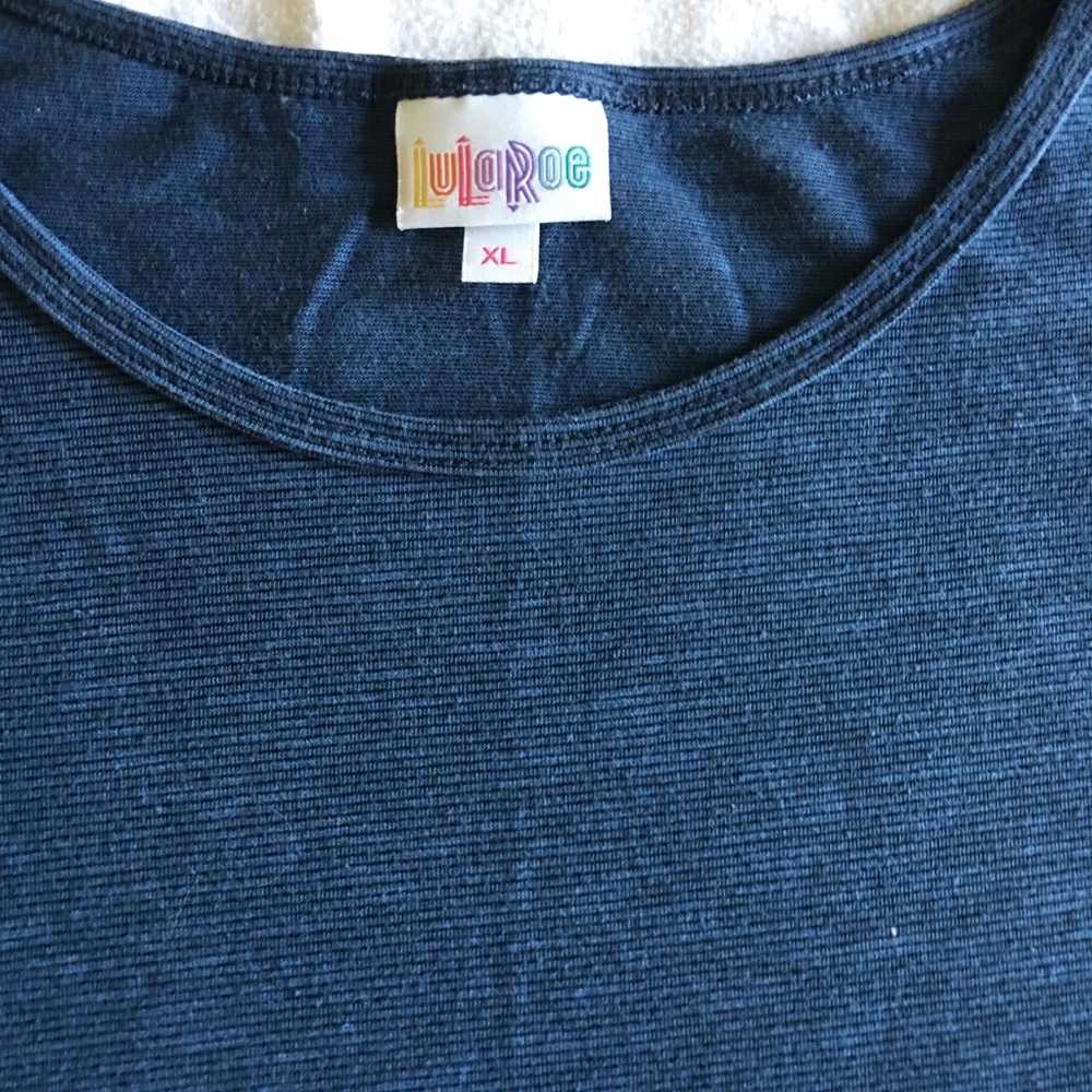 Women’s XL LuLaRoe Irma tunic blue/ black stripes